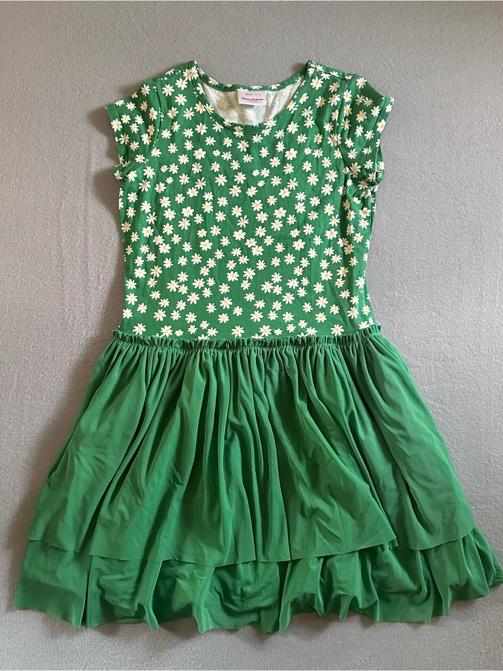 Hanna Andersson Green Floral Short Sleeve Tiered Layered Tulle Dress Girls 12